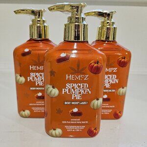 3 Pump Bottles - HEMPZ Spiced Pumpkin Pie Body Moisturizer - NEW and SEALED